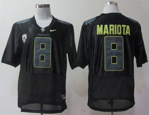 Ducks #8 Marcus Mariota Black Pro Combat Pac-12 Stitched NCAA Jersey