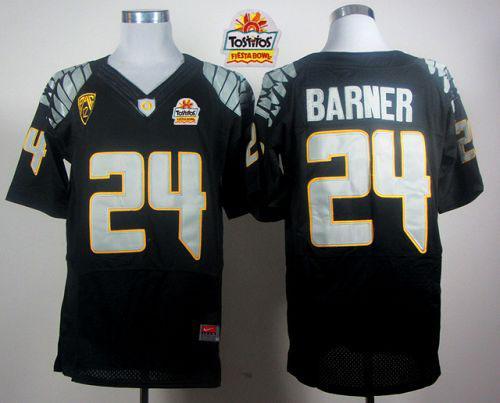 Ducks #24 Kenjon Barner Black Elite PAC-12 Patch Tostitos Fiesta Bowl Stitched NCAA Jersey