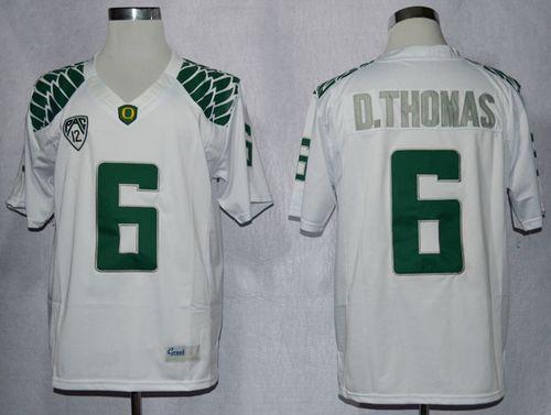 Ducks #6 De'Anthony Thomas White Limited Stitched NCAA Jersey - Click Image to Close