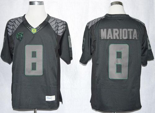 Ducks #8 Marcus Mariota Blackout Limited Stitched NCAA Jersey