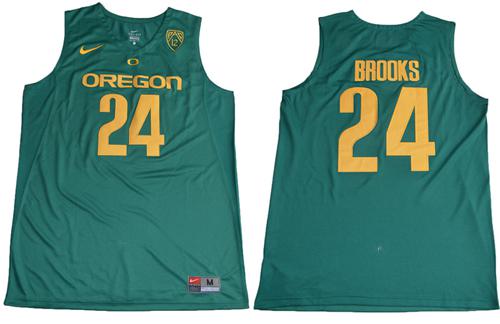 Ducks #24 Dillon Brooks Green Basketball PAC-12 Patch Stitched NCAA Jersey