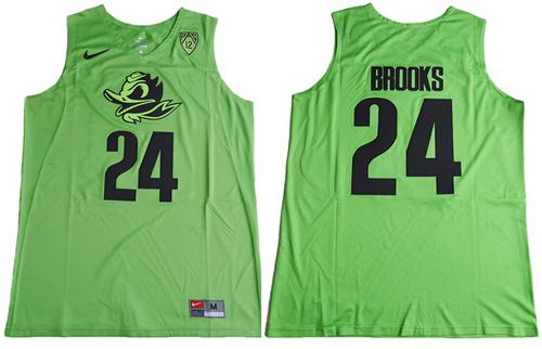 Ducks #24 Dillon Brooks Electric Green Basketball PAC-12 Patch Stitched NCAA Jersey