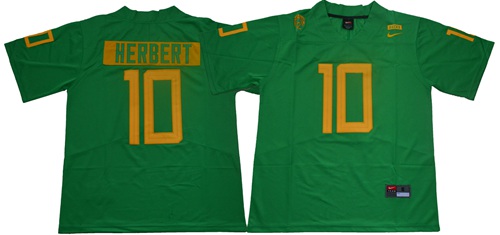 Ducks #10 Justin Herbert Green Limited Stitched NCAA Jersey