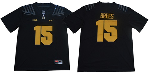 Boilermakers #15 Drew Brees Black Limited Stitched NCAA Jersey