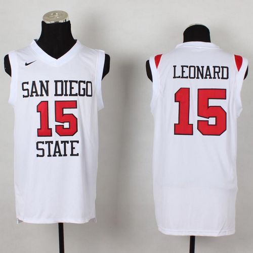 Aztecs #15 Kawhi Leonard White Basketball Stitched NCAA Jersey - Click Image to Close