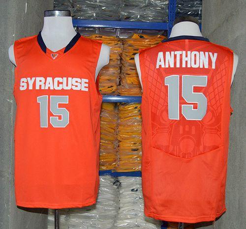 Orange #15 Carmelo Anthony Orange Basketball Stitched NCAA Jersey - Click Image to Close