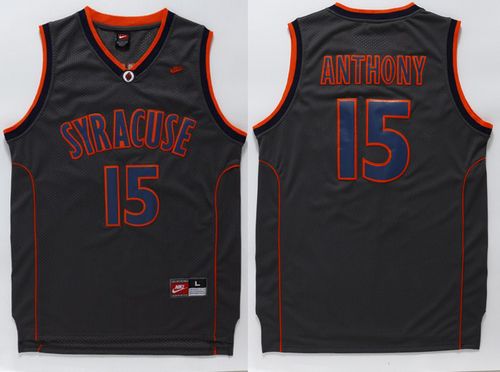 Orange #15 Carmelo Anthony Black Basketball Stitched NCAA Jersey