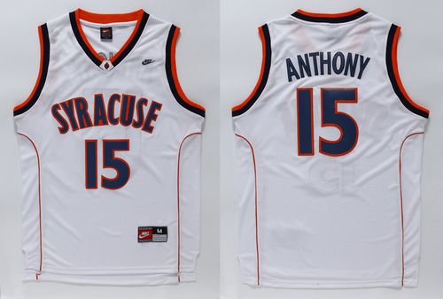 Orange #15 Carmelo Anthony White Basketball Stitched NCAA Jersey - Click Image to Close