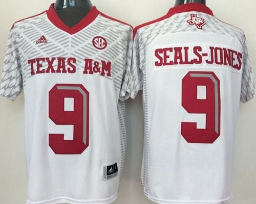 Aggies #9 Ricky Seals-Jones White SEC Patch Stitched NCAA Jersey