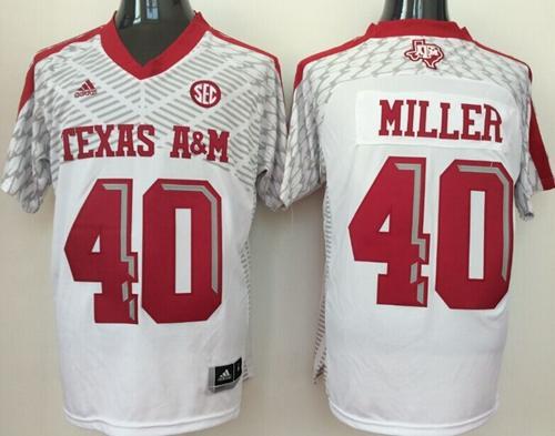 Aggies #40 Von Miller White SEC Patch Stitched NCAA Jersey