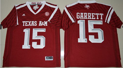 Aggies #15 Myles Garrett Red New SEC Patch Stitched NCAA Jersey