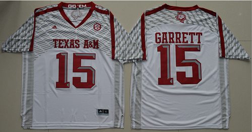 Aggies #15 Myles Garrett White New SEC Patch Stitched NCAA Jersey