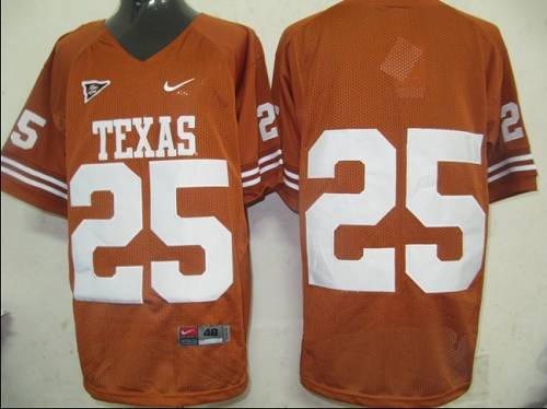 Longhorns #25 Orange Stitched NCAA Jersey - Click Image to Close