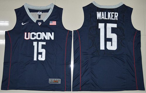 Huskies #15 Kemba Walker Navy Blue Basketball Stitched NCAA Jersey