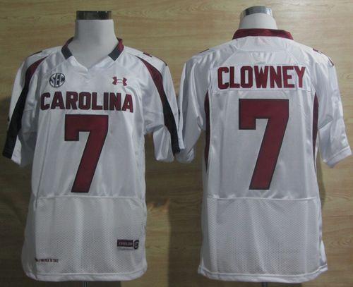 South Carolina #7 Jadeveon Clowney White SEC Patch Stitched NCAA Jersey