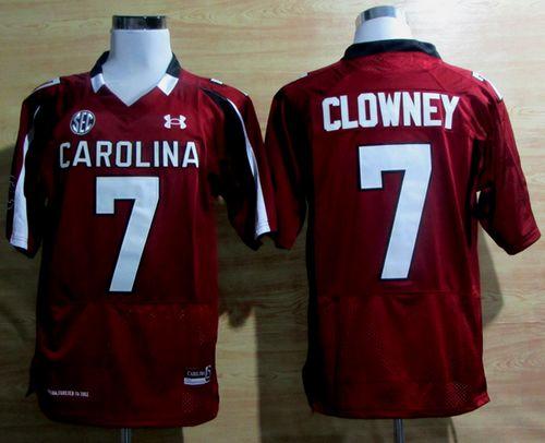 South Carolina #7 Jadeveon Clowney Red SEC Patch Stitched NCAA Jersey