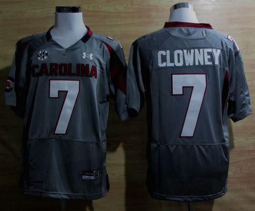 South Carolina #7 Jadeveon Clowney Grey SEC Patch Stitched NCAA Jersey