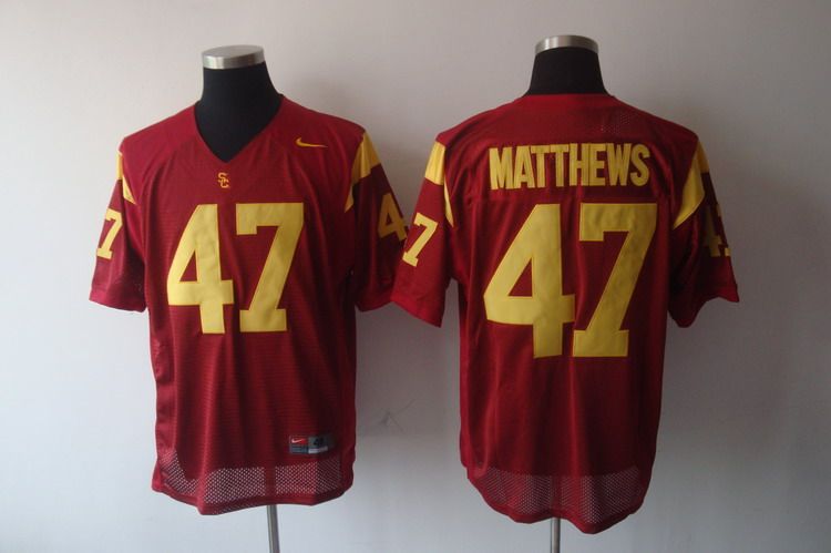 Trojans #47 Clay Matthews Red Stitched NCAA Jersey