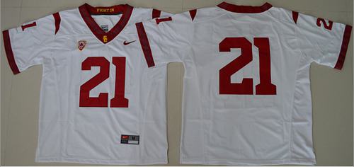 Trojans #21 Adoree' Jackson White PAC-12 C Patch Stitched NCAA Jersey