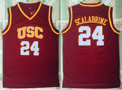 Trojans #24 Brian Scalabrine Red Basketball Stitched NCAA Jersey