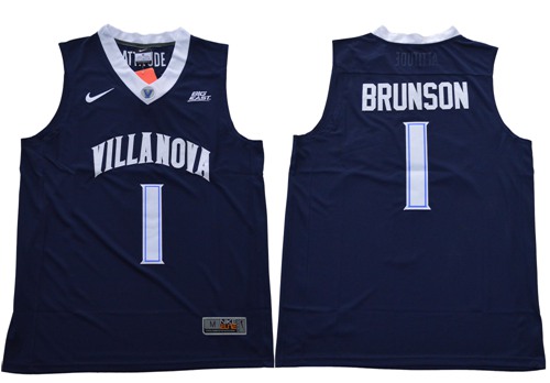 Villanova Wildcats #1 Jalen Brunson Navy Blue Basketball V Neck Stitched NCAA Jersey