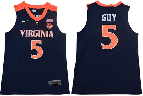 Cavaliers #5 Kyle Guy Navy Blue Basketball Stitched NCAA Jersey