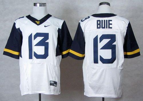 Mountaineers #13 Andrew Buie White Stitched NCAA Jersey - Click Image to Close