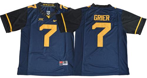 Mountaineers #7 Will Grier Navy Blue Limited Stitched NCAA Jersey