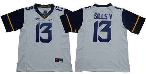 Mountaineers #13 David Sills V White Limited Stitched NCAA Jersey - Click Image to Close