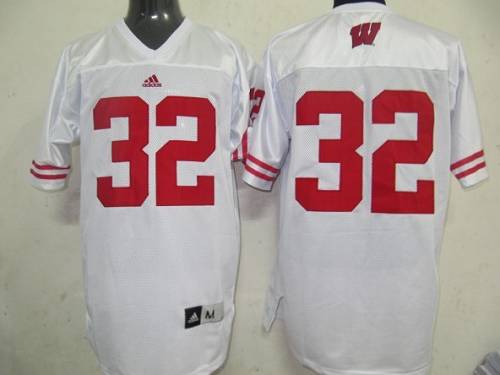 Badgers #32 White Stitched NCAA Jersey - Click Image to Close