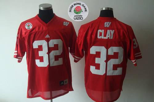 Badgers #32 John Clay Red Rose Bowl Game Stitched NCAA Jersey