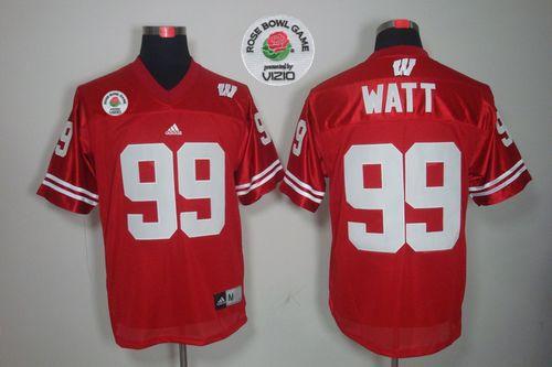 Badgers #99 J.J. Watt Red Rose Bowl Game Stitched NCAA Jersey - Click Image to Close