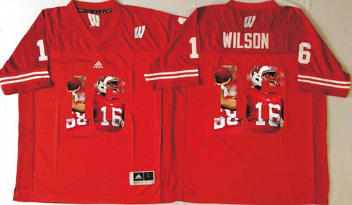 Badgers #16 Russell Wilson Red Player Fashion Stitched NCAA Jersey