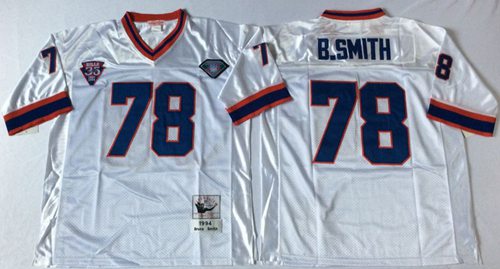 Mitchell And Ness Bills #78 Bruce Smith White Throwback Stitched NFL Jersey