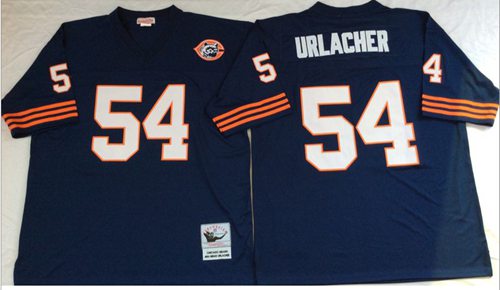 Mitchell&Ness Bears #54 Brian Urlacher Blue Big No. Throwback Stitched NFL Jersey