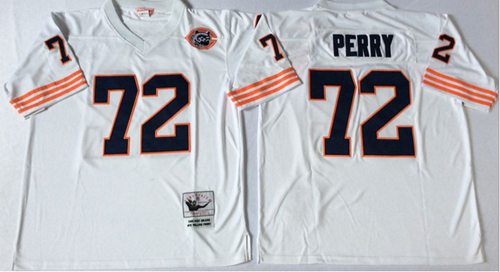 Mitchell&Ness Bears #72 William Perry White Big No. Throwback Stitched NFL Jersey