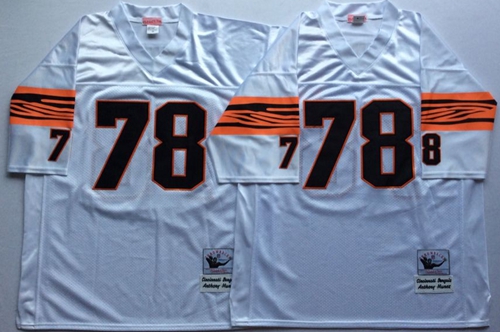 Mitchell And Ness Bengals #78 Anthony Munoz White Throwback Stitched NFL Jersey