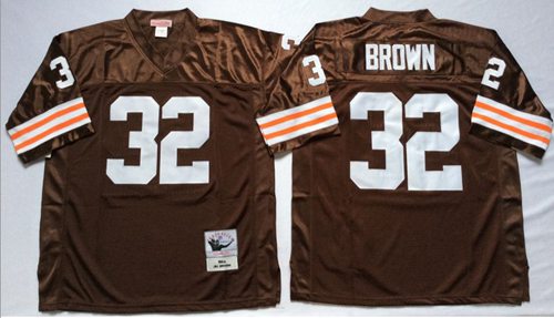 Mitchell And Ness 1963 Browns #32 Jim Brown Brown Throwback Stitched NFL Jersey