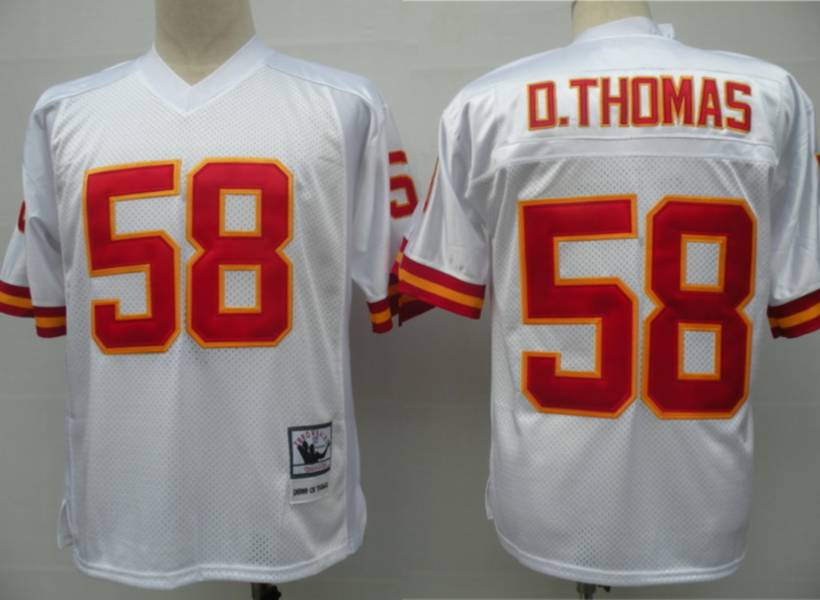 Mitchell And Ness Chiefs #58 Derrick Thomas White Throwback Stitched NFL Jersey