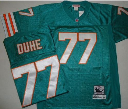 Mitchell And Ness Dolphins #77 AJ Duhe Green Stitched NFL Jersey