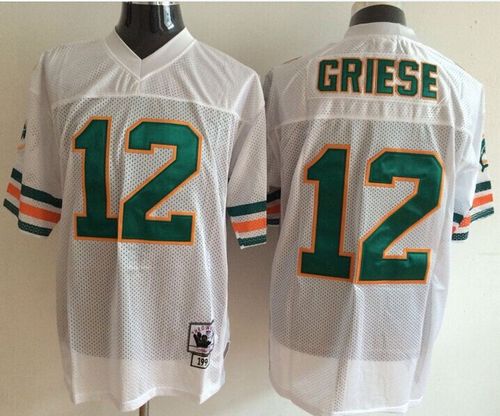 Mitchell And Ness Dolphins #12 Bob Griese White Throwback Stitched NFL Jersey