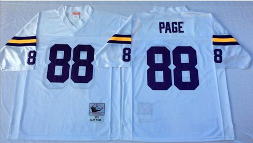 Mitchell And Ness Vikings #88 Alan Page White Throwback Stitched NFL Jersey