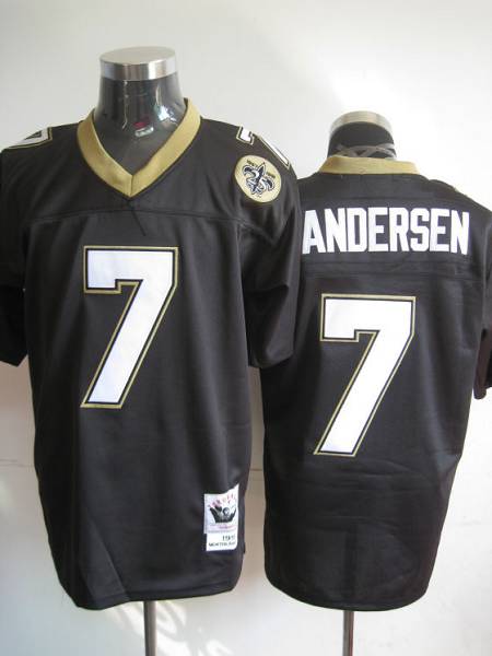 Mitchell And Ness Saints #7 Morten Andersen Black Stitched Throwback NFL Jersey