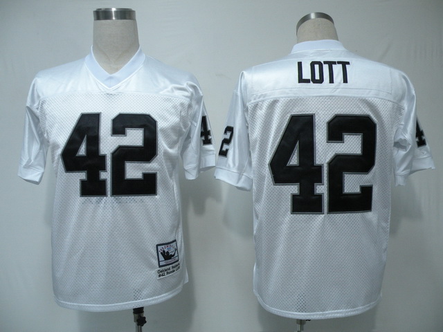 Mitchell & Ness Raiders #42 Ronnie Lott White Stitched Throwback NFL Jersey