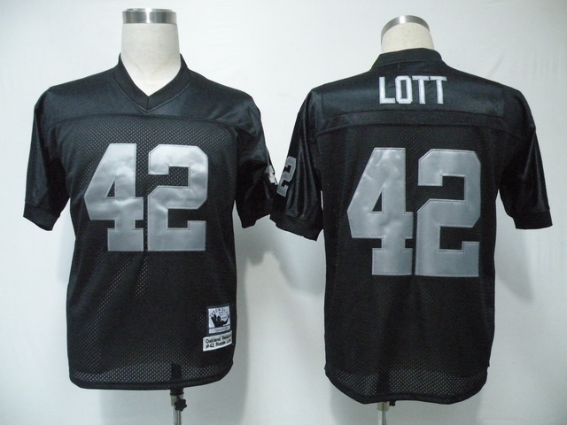 Mitchell & Ness Raiders #42 Ronnie Lott Black Stitched Throwback NFL Jersey