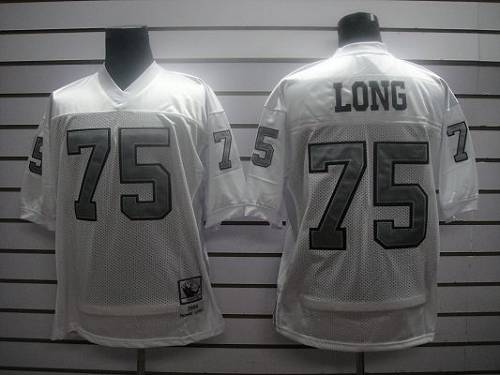 Mitchell and Ness Raiders #75 Howie Long White Silver No. Stitched NFL Jersey