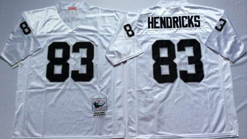 Mitchell And Ness Raiders #83 Ted Hendricks White Throwback Stitched NFL Jersey