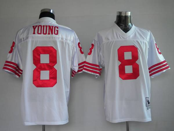 Mitchell and Ness 49ers #8 Steve Young Stitched White NFL Jersey - Click Image to Close