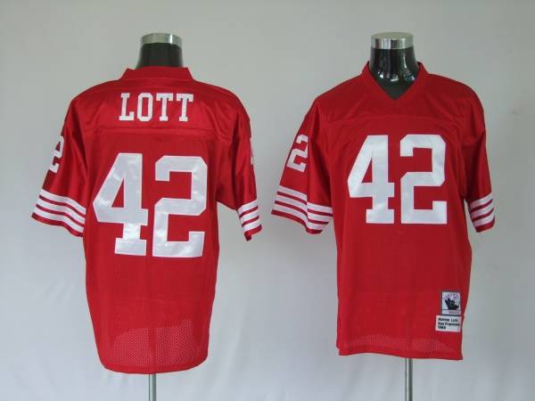 Mitchell and Ness 49ers Ronnie Lott Premier #42 Stitched Red Jersey