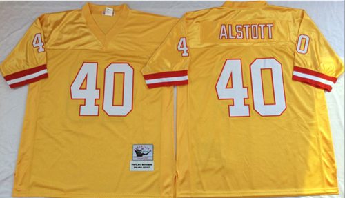 Mitchell And Ness Buccaneers #40 Mike Alstott Gold Throwback Stitched NFL Jersey